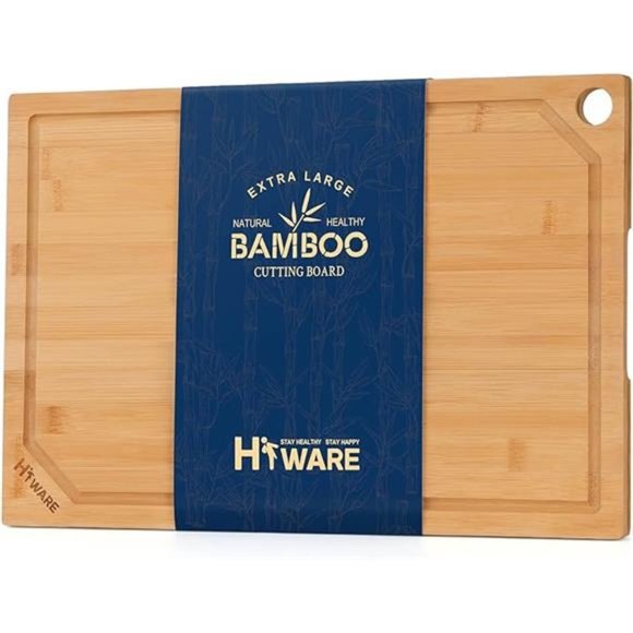 Extra Large Bamboo Cutting Board, Heavy Duty Wood Cutting Boards, 18" x 12" - Picture 1 of 8